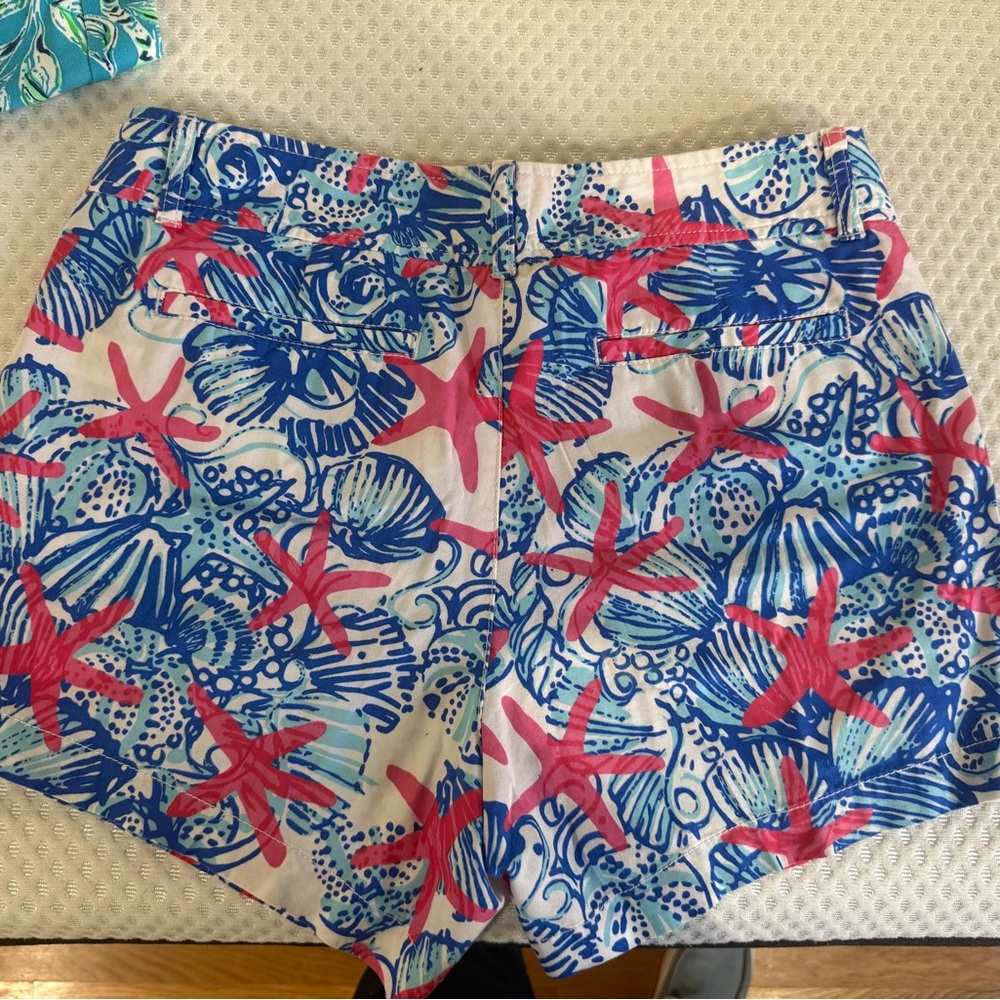 Lilly Pulitzer Blue and Pink Starfish High Waist Shorts